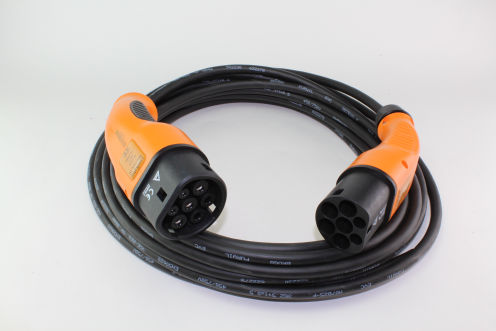 Stylish charging cable with black cable and orange plugs