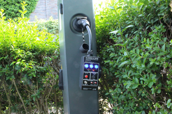 EVSE tester in use at charge point